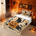 thumbnail image 3 of Erosebridal Haunted House Twin Sheets, Black Cat Bedding, Wheat Orange, Black Reversible, 3pcs, 1 Flat Sheet, 1 Fitted Sheet and 1 Pillowcase, 3 of 6