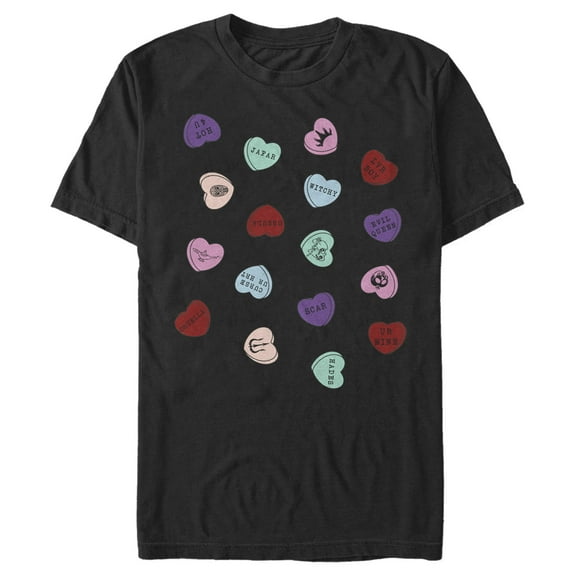 Men's Disney Villains Valentine's Day Candy Hearts Graphic Tee Black X Large