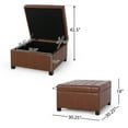 thumbnail image 3 of Noble House Rosalla Faux Leather Storage Ottoman, Cognac Brown, Dark Brown, 3 of 13