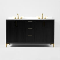 Turlington 60 in. Bath Vanity in Black Oak with White Quartz Top and Undermount