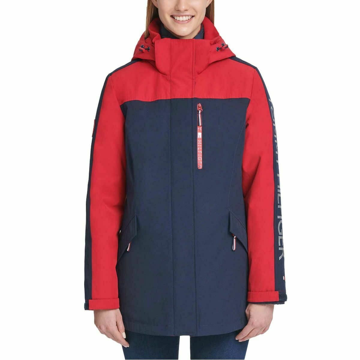 Hilfiger Women's in 1 Triclimate Weather Basic Coat, Crimson/Navy, Large - Walmart.com