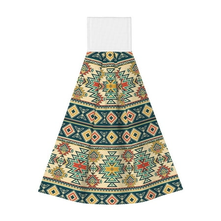 

Zufioo Traditional Tribal Aztec1 Print Coral Fleece Velcro Hand Towel Hangable Absorbent Hand Towel Suitable for Kitchen Bathroom Household Items
