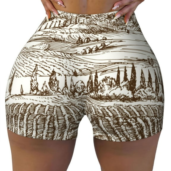 Naloa Vineyard Landscape 1 Biker Shorts for Women Seamless Scrunch Short Women’s Yoga Shorts for Gym Running Sport Shorts - Small