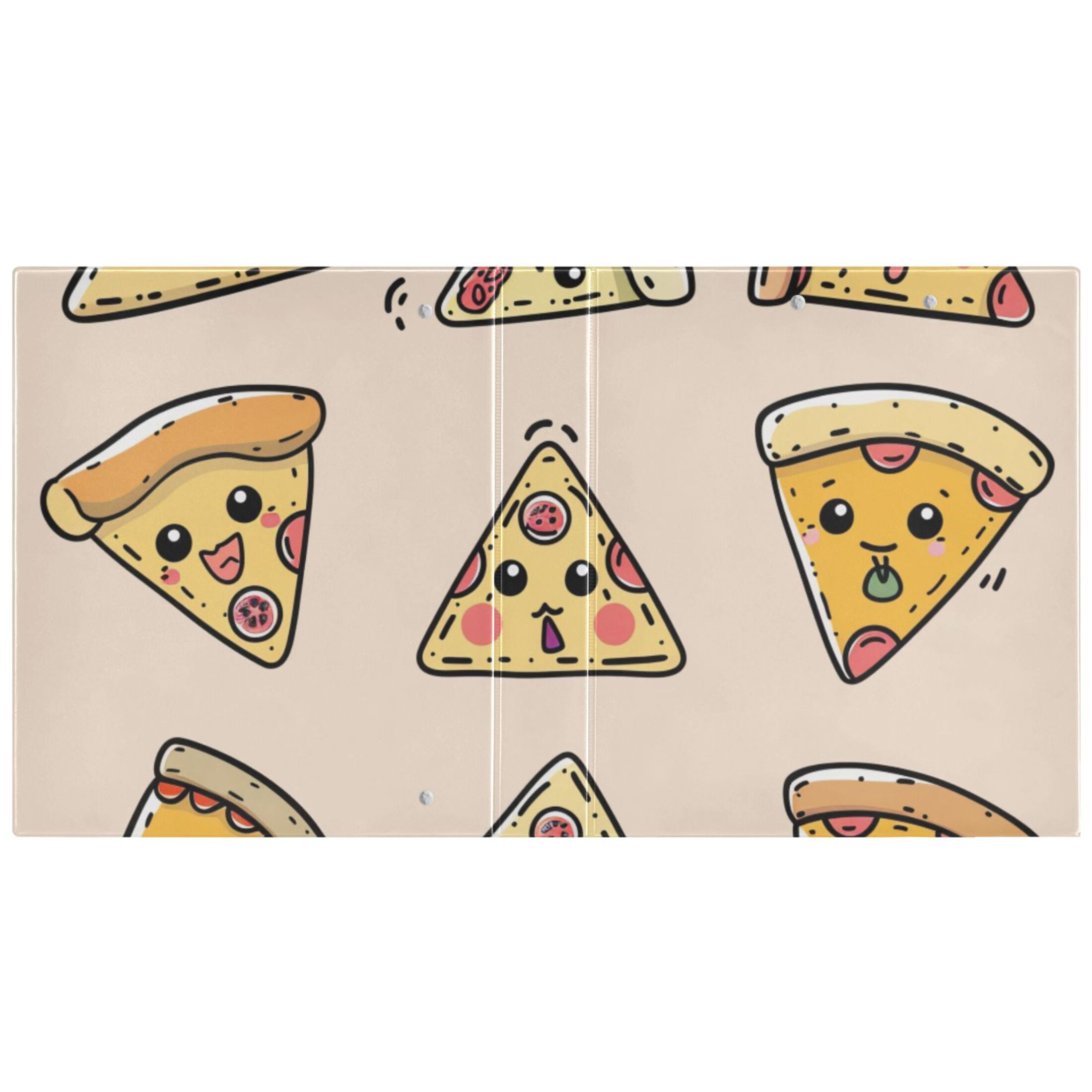 Cute Pizza 3 Ring Binders 1.5 inch Hardcover File Folders with Interior Pockets A4 Size Organizer for School Office Hospital