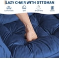 thumbnail image 4 of Lazy chair con ottoman - 400lb capacity oversized reading armchair, folding footrest y side pocket, dark blue para sala de estar o dormitorio, 4 of 8
