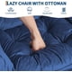 thumbnail image 4 of Lazy chair con ottoman - 400lb capacity oversized reading armchair, folding footrest y side pocket, dark blue para sala de estar o dormitorio, 4 of 8