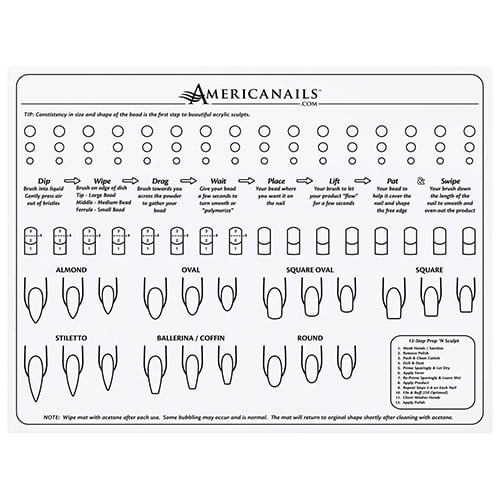 Americanails Silicone Training Mat For Acrylic Nail Application