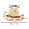 thumbnail image 2 of Txlixc Sombreros de paja estilo nacional cadena de cuentas rizado sombrero de vaquero hueco Txlixc moda, 2 of 6