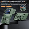 thumbnail image 2 of For Motorola Edge (2025) Phone Case,WIth Invisible Kickstand,Sliding Camera Cover,Military Grade Protective Heavy Duty Protection Shockproof Anti-Scratch Rugged Durable Phone Case,Green, 2 of 7