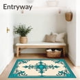 thumbnail image 3 of ODIKA 4'x6' Machine Washable Non-Slip Area Rug, Elegant Medallion Trellis Interwoven Damask High Traffic Rug with Pad, Beige, 558691, 3 of 8