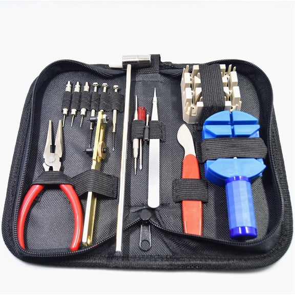 INTSUPERMAI Pro 16pcs Watch Repair Tool Kit Strap Band Pin Link Remover Back Opener Screwdriver with Carrying Case
