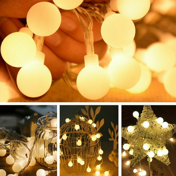 Amerteer Boule Chaîne Lumières, Batterie A Conduit Scintillement Lumières  30pcs Conduit Intérieur Fée Lumières Blanc Chaud pour Patio Mariage Chambre  Princesse Château Jouer Tentes Décoration de Noël 