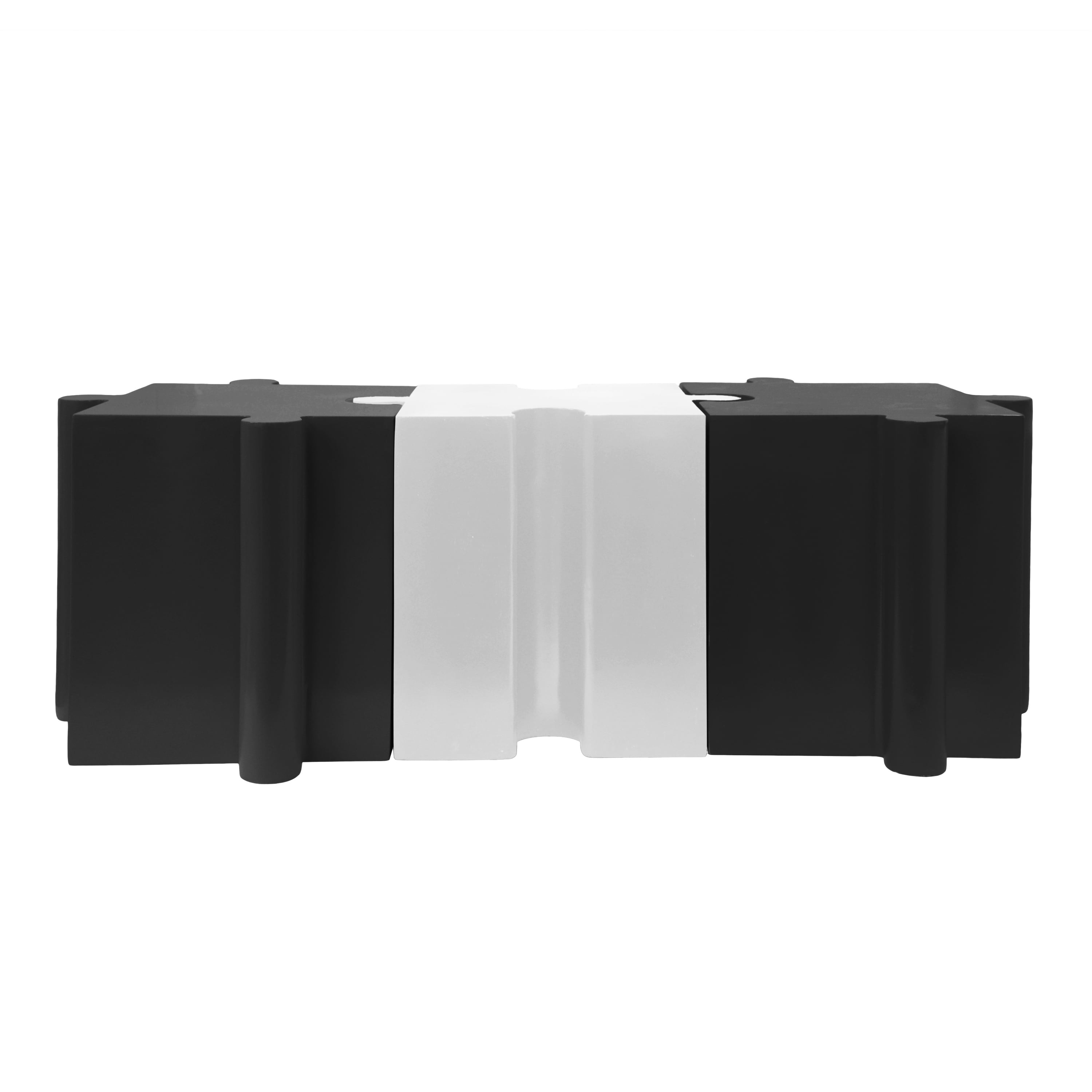 Puzzle Art Side Table, Outdoor Modular Concave Edge Table for Patio Garden Indoor Outdoor, White