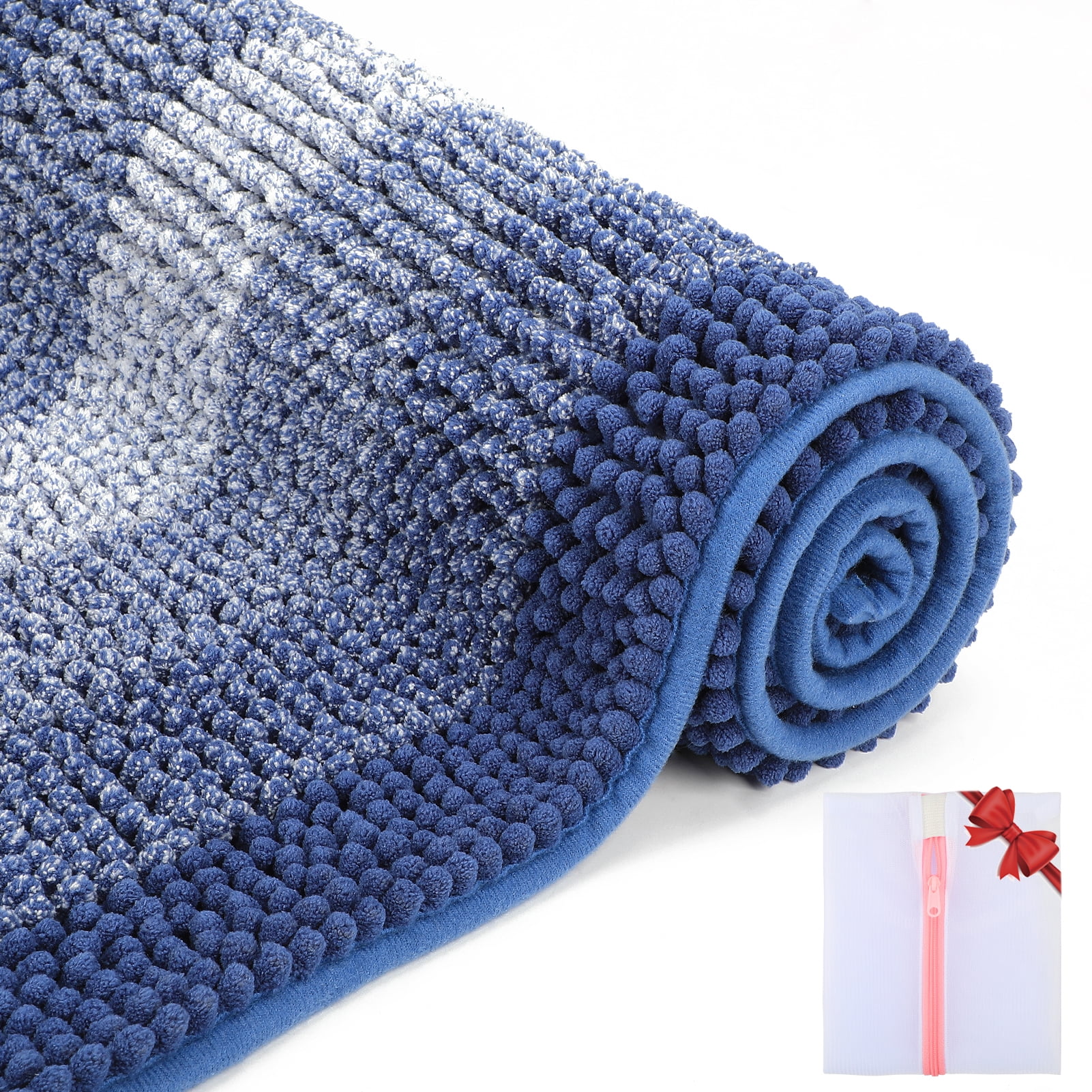 Hyhyco Bathroom Rugs 20"x32", Blue Bath Mat ,Microfiber Soft Absorbent