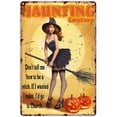 thumbnail image 1 of Witchy Decor Party Halloween Witch Walk Barefoot Listen to The Wind Metal Sign Decor Tin Aluminum Sign Wall Art Metal Poster for Kitchen Home Bar Cafe Garage Bathroom Man Cave 16x12 inch, 1 of 6