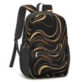 thumbnail image 2 of Black and Gold Marble Pattern 17" School Backpacks for Teens,Waterproof Oxford Fabric,S-Shape Padded Straps for School,Travel,Hiking,Camping, 2 of 6