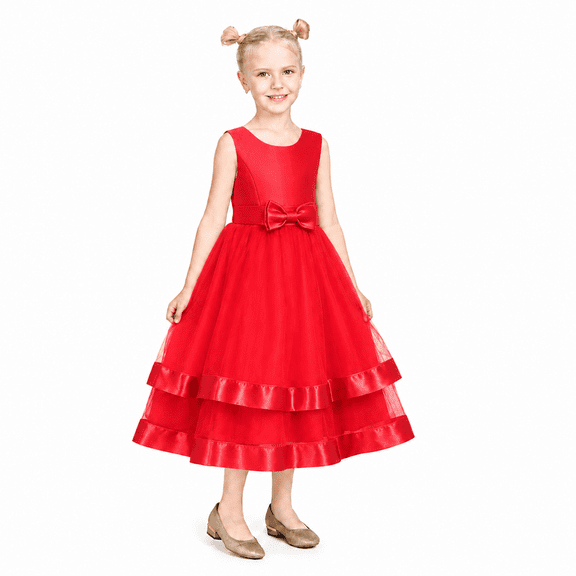 Sunny Fashion Girls Dress Sleeveless Red Ball Gown Wedding Party Pageant 6 Years
