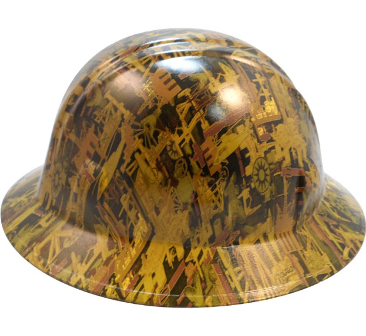 Oilfield Camo Yellow Hydro Dipped Hard Hats Full Brim Style