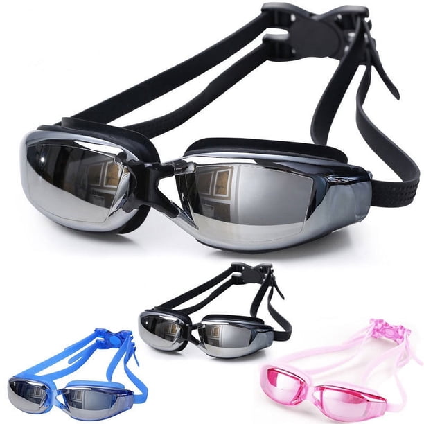 Gafas de natación, gafas de piscina antivaho para adultos, hombres y mujeres (3 piezas) negro+rosa+azul