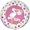 Baby Girl Stork Foil Mylar Balloon (1ct)