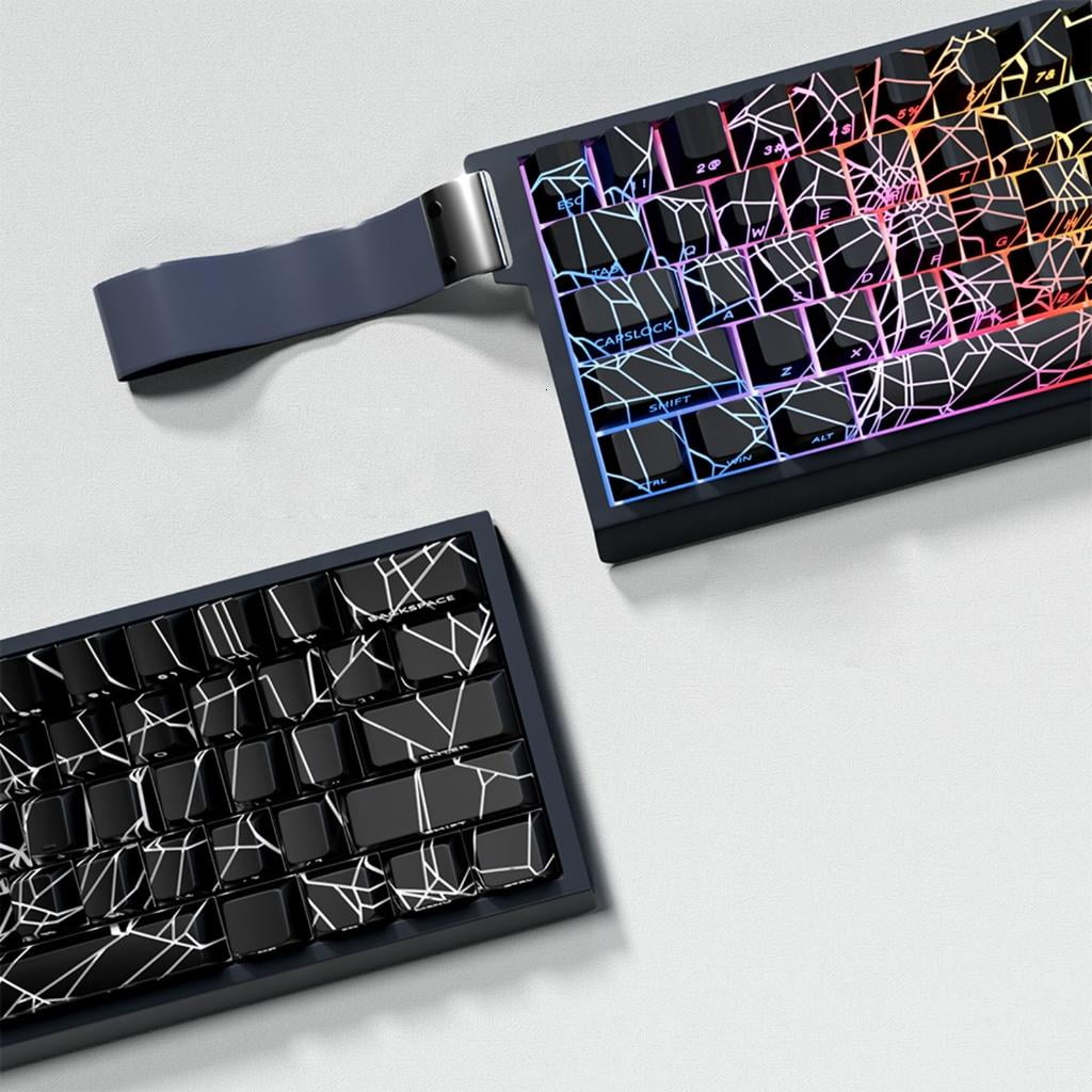 64/74Key Translucents Keycaps Spiders Web Side Print Backlit Shine Through Keycaps for 60 80 61/64/68/75/87 Keyboards
