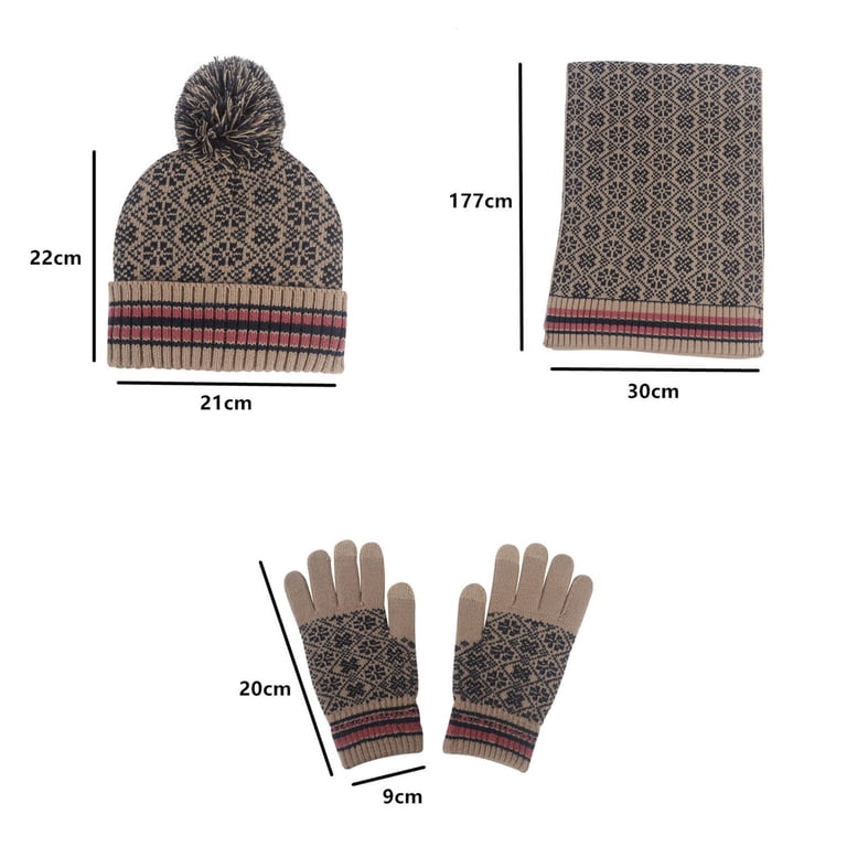 ZSQDM Snowflake Print Hat Scarf Gloves Set with Pom for  display picture 2