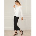 thumbnail image 4 of Allegra K Camisa De Manga Larga A Rayas Blusa Plisada Con Pliegues En Capas Clásico Para Mujeres Blanco XS, 4 of 6