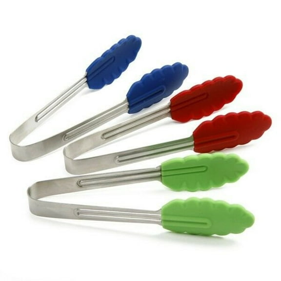 Norpro Mini Stainless Steel Silicone Tipped Food Cooking Serving Tongs -3 Color Combo