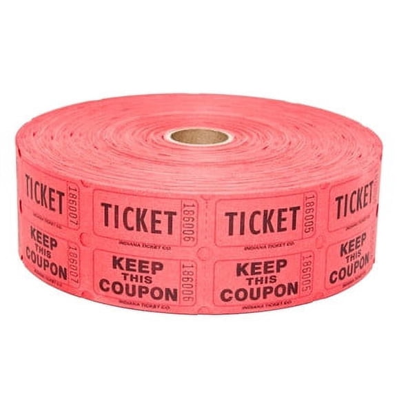 Double Roll Tickets - Red - 50/50 Raffle Tickets - 2 Part