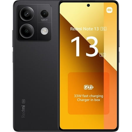 Xiaomi Redmi Note 13 5G + 4G LTE (128GB + 6GB) 6.67" 108MP Triple (Tmobile Mint Tello & Global) Global Bands Unlocked (Midnight Black (Global ROM))