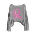 thumbnail image 4 of Sexlip Womens Sweatshirts No Hood Fall Long Sleeve Crewneck Shirts Cute Pink Ribbon Graphic Pullover Tops Outfits Gray L, 4 of 4