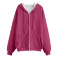thumbnail image 2 of BODOAO Zip Up Hoodie Women Long Sleeve Sweatshirts Fall Outfits 2025 Oversized Hoodies Casual Fashion Jackets Fall Jacket Pocket Sweatshirt Clothing Zipper Track Jacket Solid Color Tops Hot Pink Xl, 2 of 4