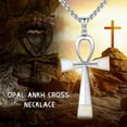 thumbnail image 2 of Coachuhhar Ankh Necklace 925 Sterling Silver Cross Pendant Necklace Amulet Protection Jewelry Opal Ankh Necklace Gifts for Women Men, 2 of 7