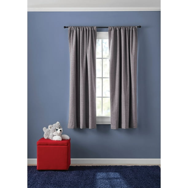 Your Zone Chambray Blackout Window Curtains, Set Of 2, 38" X 63", Gray