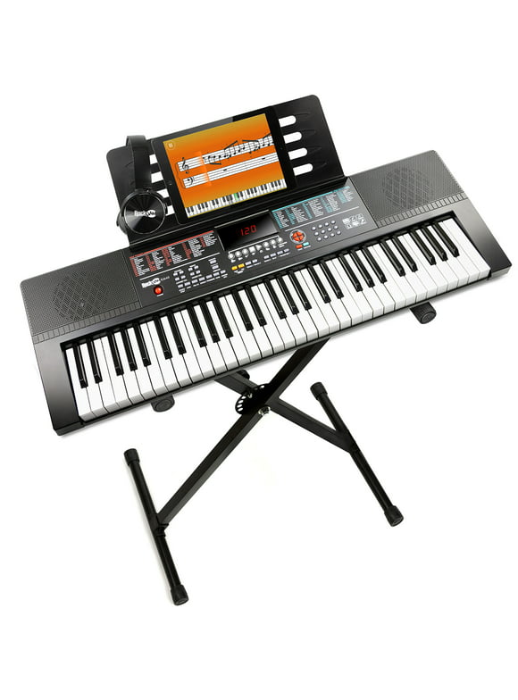 Rockjam 61-Key Keyboard Piano Kit with Keyboard Stand, Sheet Music Stand, Piano Note Stickers & Lessons