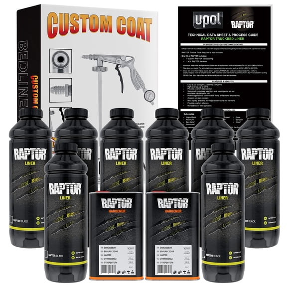 Kit de revestimiento en aerosol de uretano negro U-Pol Raptor para camión, 8 litros