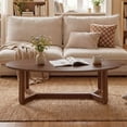 thumbnail image 4 of Costway 46” Oval Coffee Table with Thickened Top & Solid Rubber Wood Frame for Living Room Walnut, 4 of 10
