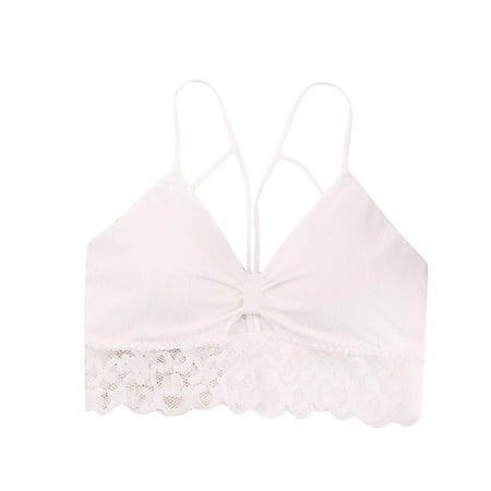 

Sports Bra for Women Lace Solid Color Padded Bandeau Bralette
