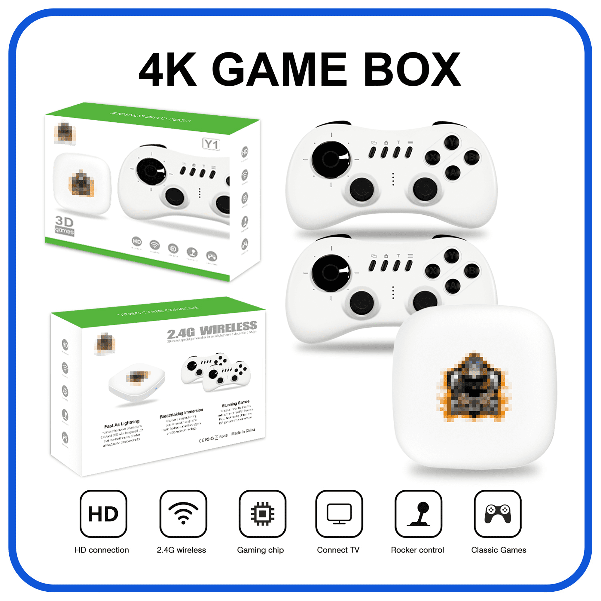Salange Y1 Retro Game Box 64G Games Stick 2.4G Wireless Controller 4K Retro Classic Games
