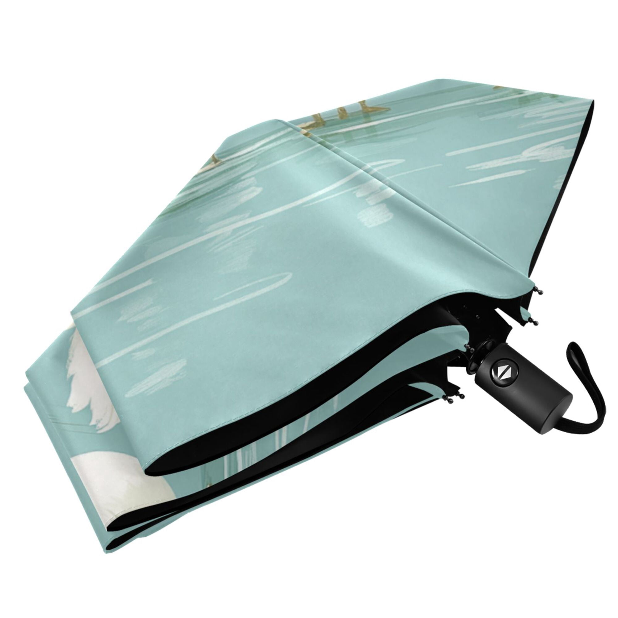 FORMRS Travel Umbrella Folding Auto Open Close Windproof Rain UV Protection, White Cartoon Swan