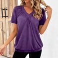 thumbnail image 4 of Chemises à Manches Courtes pour Femmes Blouse Décontractée à Col en V Chemise en Polyester Coupe Régulière 1 Pce, 4 of 7