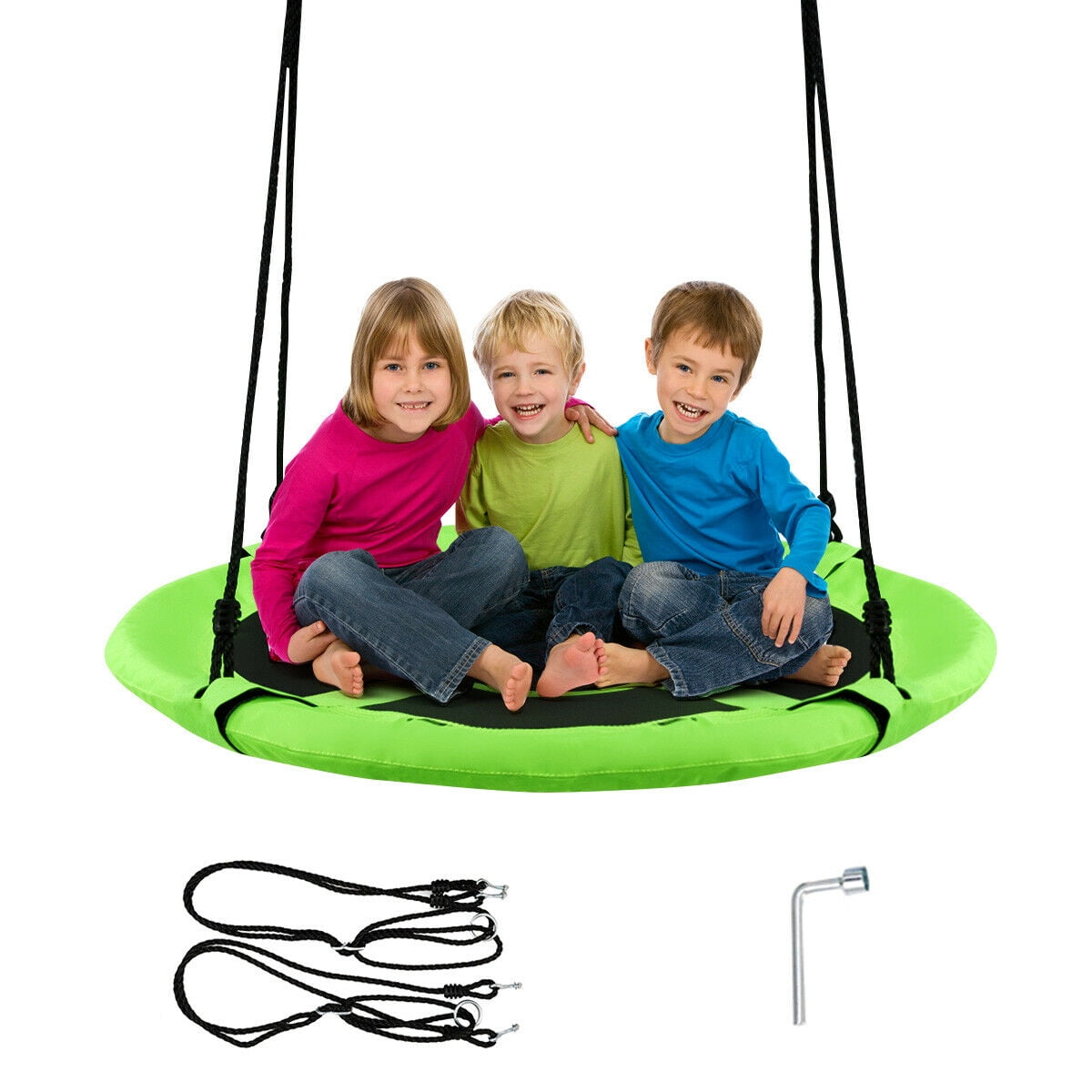 40" Flying Saucer Round Tree Swing Kid Play Set w/Adjustable Rope Outdoor Orange 