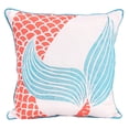 thumbnail image 4 of Jordan Manufacturing 18" x 18" Turquoise, Coral and Cream Mermaid Tail Nautical Square Reversible Decorative Throw Pillow with Welt, 4 of 5