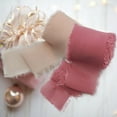 thumbnail image 4 of Ludlz Home Handmade Fringe Chiffon Silk-Like Ribbon Dusty Ribbons for Wedding Invitations, Bouquets, Gift Wrapping Frayed Edged Wrinkle Chiffon Silk Ribbon Decor Prop, 4 of 7