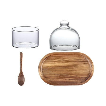 

4pcs Wooden Food Tray Dessert Wooden Tray Home Restaurant Glass Cup Tray Set