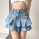 thumbnail image 4 of Falda vaquera retro con volantes en los bordes para mujer - Falda corta ajustada de cintura alta para un estilo informal y veraniego, 4 of 8