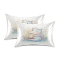 thumbnail image 2 of Haosy Satin Pillowcase for Hair and Skin Standard Cooling Silk Pillow Case with Envelope Closure Cute Hippopotamus and Rice 20"x40", 2 of 9