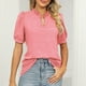 thumbnail image 1 of Top con mangas abullonadas,Top con ribete de volantes y cuello en V para mujer Trajes de verano para mujer meticulosamente diseñados, 1 of 6