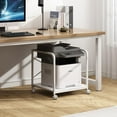 thumbnail image 6 of 20 Inches Deep Large Printer Stand, 2 Tier Under Desk Printer Table with Height Adjustable Shelf, Rolling Printer Cart with Wheels for Home Office Storage - White, 6 of 12