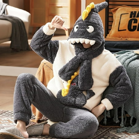 

PIKADINGNIS New Pajamas for Men New Style Warm Flannel Long Sleeve Male Pocket Pyjama Set Young Boy Wear Sleepwear Pant 4XL 5XL